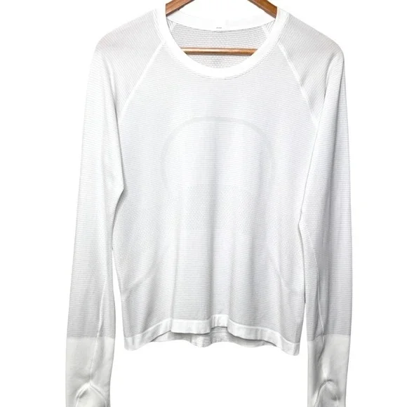 Lululemon Swiftly Tech Long Sleeve Women's White Athletic Top Shirt Size 10 - Picture 5 of 9